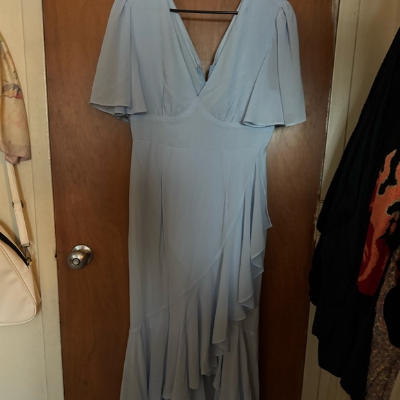 SHEIN Blue Asymmetrical Flutter Sleeve Gown - Picture 1 of 3